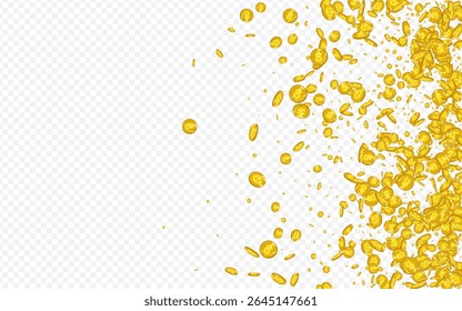 Cartoon Golden Confetti Vector Transparent Background. Shiny Dollar Business Brochure. Metal Finance Template. Flow Currency Magazine.
