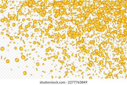 Cartoon Golden Jackpot Vector Transparent Background. Metal Finance Flow Flyer. Shiny Confetti Design. Rich Dollar Brochure.