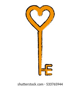 cartoon golden key shaped heart