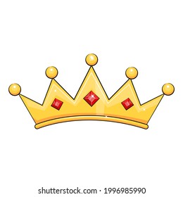 Cartoon golden king crown. Vector illustration isolated on white.