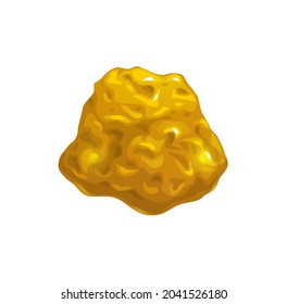Cartoon golden nugget, ore mining or game interface element. Vector yellow sparkling stone, piece of gold, ui or gui object for fantasy game. Goldmine or golden rush item, isolated shiny precious rock