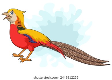 Cartoon golden pheasant bird on white background svg