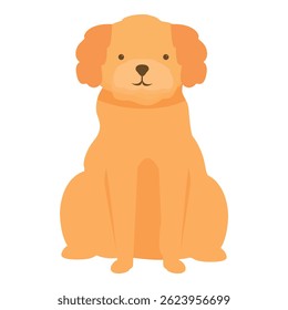 Cartoon golden retriever dog is sitting and looking forward