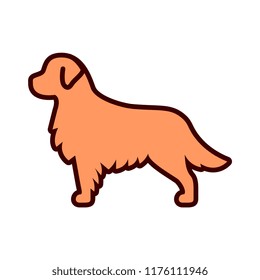 Cartoon Golden Retriever Icon Isolated On White Background