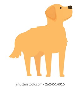 Cartoon golden retriever standing and looking up with curiosity