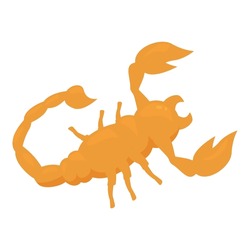 Cartoon golden scorpion standing in attacking position with claws open