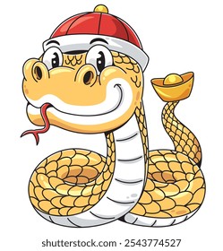 Cartoon Golden Snake Character Illustration