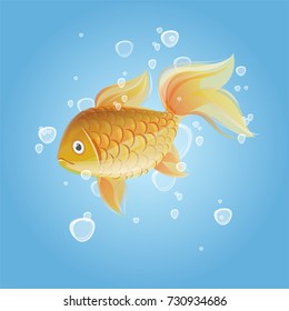 cartoon goldfish with bubbles
