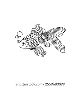cartoon of a goldfish coloring page