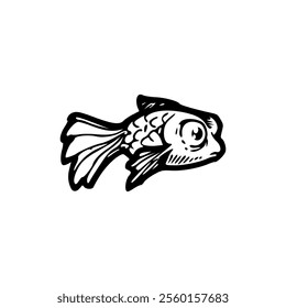 cartoon of a goldfish icon illustration
