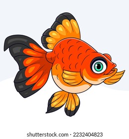 Cartoon goldfish on a white background