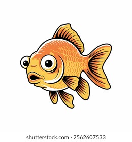 Cartoon Goldfish with Surprised Expression
