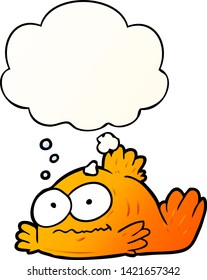 Karikatur-Goldfisch mit Gedankenblase im Stil eines glatten Farbverlaufs
