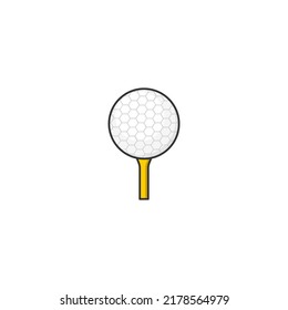Cartoon golf ball vector icon on white background. Icon for web design, apps, sticker, banner, poster, printing usage and part of logo. 
