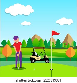 cartoon golf course vector image