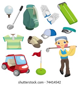 cartoon golf equipment  icon