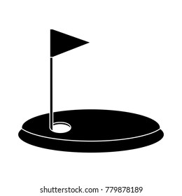 cartoon golf flag with hole grass field