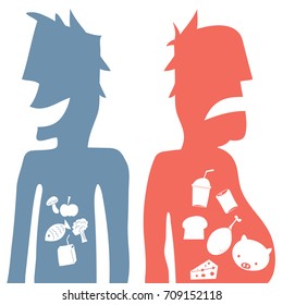 cartoon good and bad eating