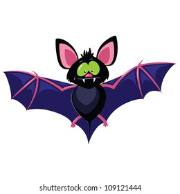 Cartoon goofy bat isolated on white.