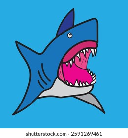 Cartoon Goofy  Shark Illustration with white Background