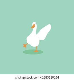 Cartoon goose. Cute Cartoon goose, Vector illustration on a white background. Drawing for children.