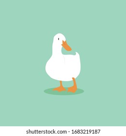 Cartoon goose. Cute Cartoon goose, Vector illustration on a white background. Drawing for children.