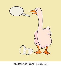cartoon goose with eggs