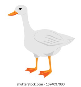Cartoon goose. Vector illustration on a white background. Drawing for children.