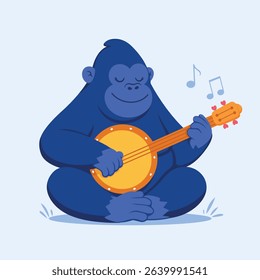 Cartoon Gorilla Character Playing Music