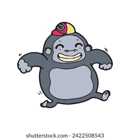 cartoon gorilla comic monkey doodle vector illustration isolated on white background