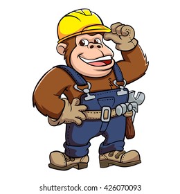 Cartoon of a Gorilla Handyman .