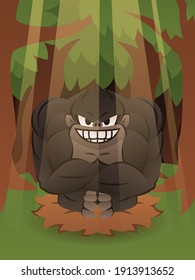Cartoon gorilla in the jungle