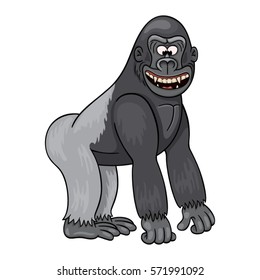 Cartoon gorilla male with grin from ear to ear