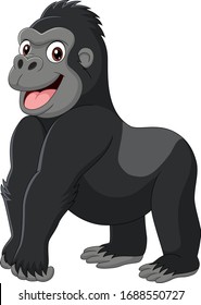 Cartoon gorilla on white background