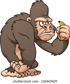 Cartoon gorilla. Vector clip art illustration with simple gradients. All in a single layer.