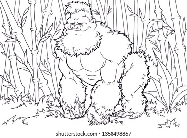 cartoon gorilla walking through the jungle