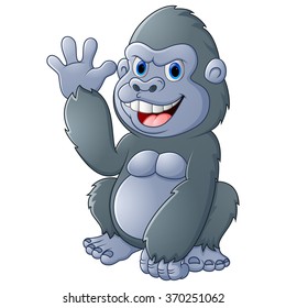 cartoon Gorilla waving hand