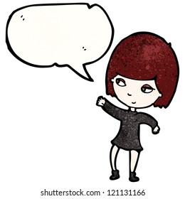 cartoon goth girl with speech bubble