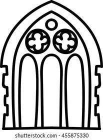 Cartoon gothic window isolated on white background