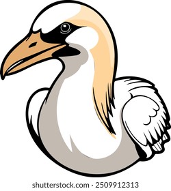 Desenho animado de um pássaro estilo cisne gracioso