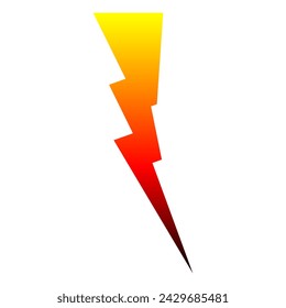 Cartoon gradient lightning illustration. Cartoon thunderbolt in comic style. Vector isolated on white background.