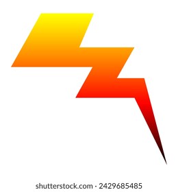 Cartoon gradient lightning illustration. Cartoon thunderbolt in comic style. Vector isolated on white background.