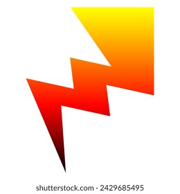 Cartoon gradient lightning illustration. Cartoon thunderbolt in comic style. Vector isolated on white background.
