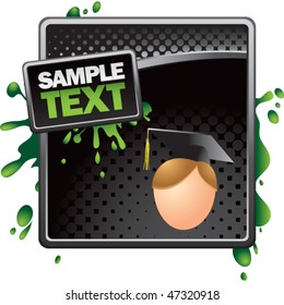 cartoon graduate boy black halftone grungy ad