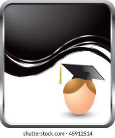 cartoon graduate boy black wave background