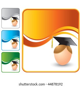 cartoon graduate boy colored wave backgrounds