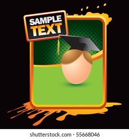 cartoon graduate boy green halftone stylized ad