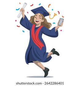 Cartoon Graduate Celebrating Academic Success