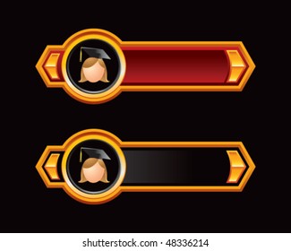 cartoon graduate girl red and black arrows