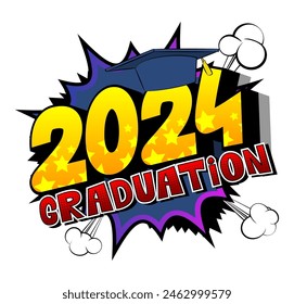 Cartoon Graduation, comic book education retro vector comics pop art design.